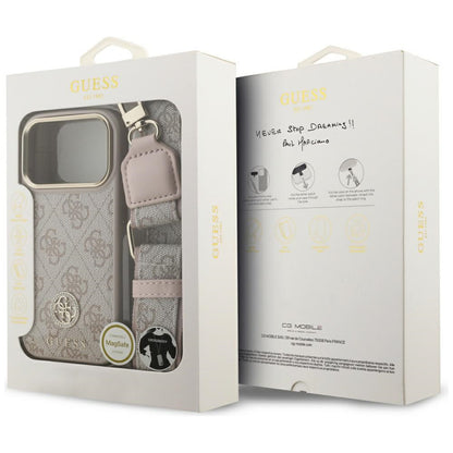 Futrola za Apple iPhone 17 Pro, Guess, 4G Strass Logo and Big Strap, Roze