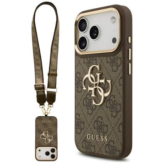 Futrola za Apple iPhone 17 Pro, Guess, Big 4G Classic Logo with Big Strap, Braon