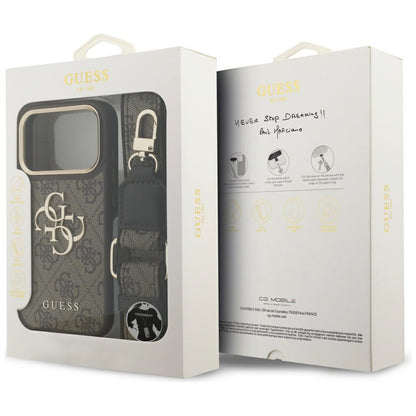 Futrola za Apple iPhone 17 Pro, Guess, Big 4G Classic Logo with Big Strap, Braon