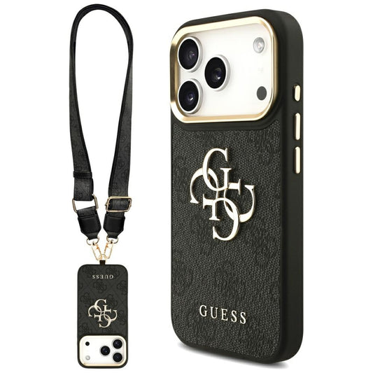 Futrola za Apple iPhone 17 Pro, Guess, Big 4G Classic Logo with Big Strap, Crna