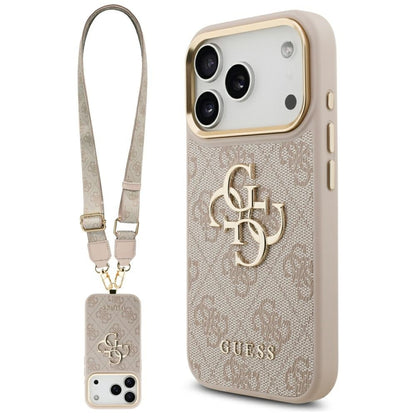 Futrola za Apple iPhone 17 Pro, Guess, Big 4G Classic Logo with Big Strap, Roze