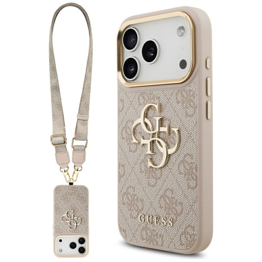 Futrola za Apple iPhone 17 Pro, Guess, Big 4G Classic Logo with Big Strap, Roze
