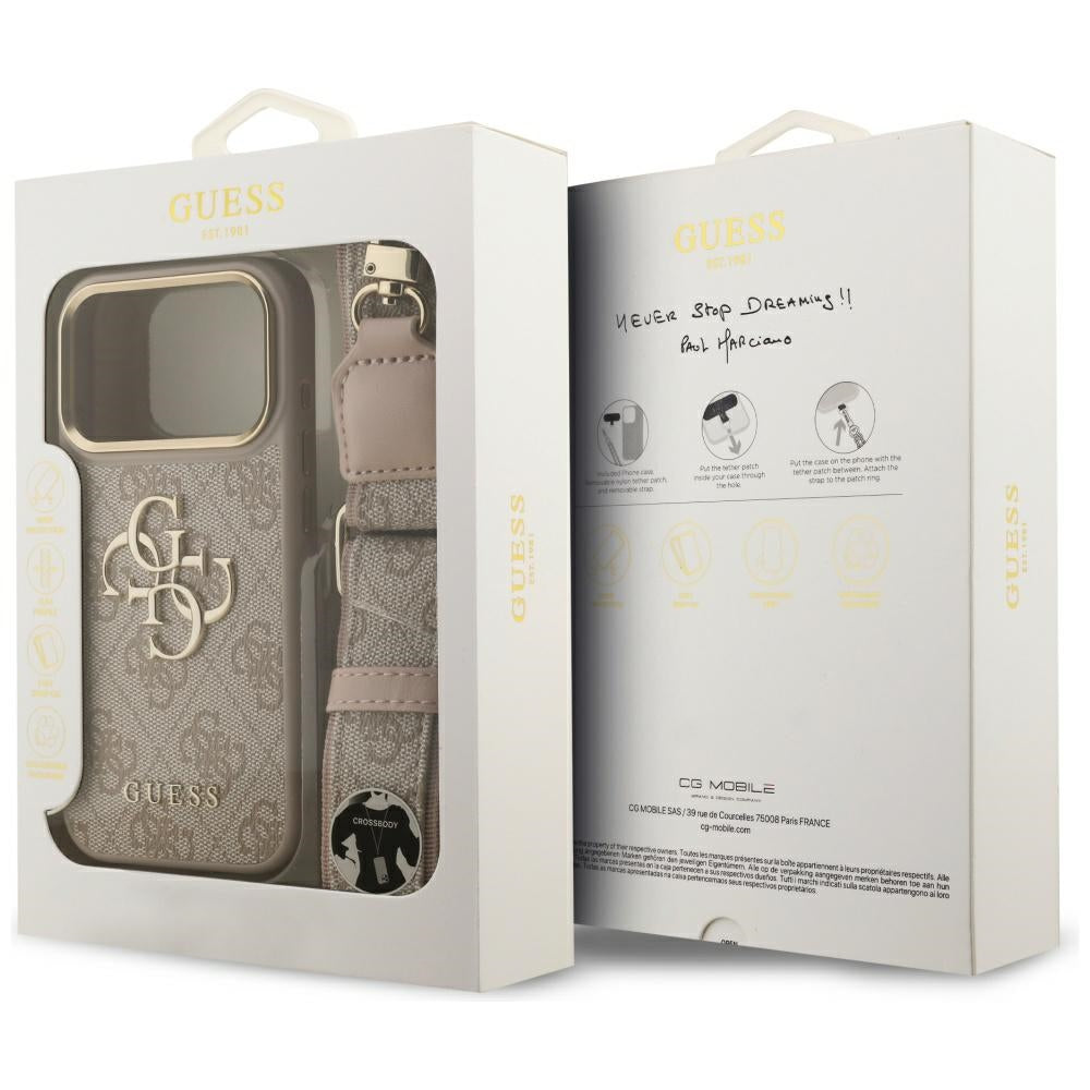 Futrola za Apple iPhone 17 Pro, Guess, Big 4G Classic Logo with Big Strap, Roze