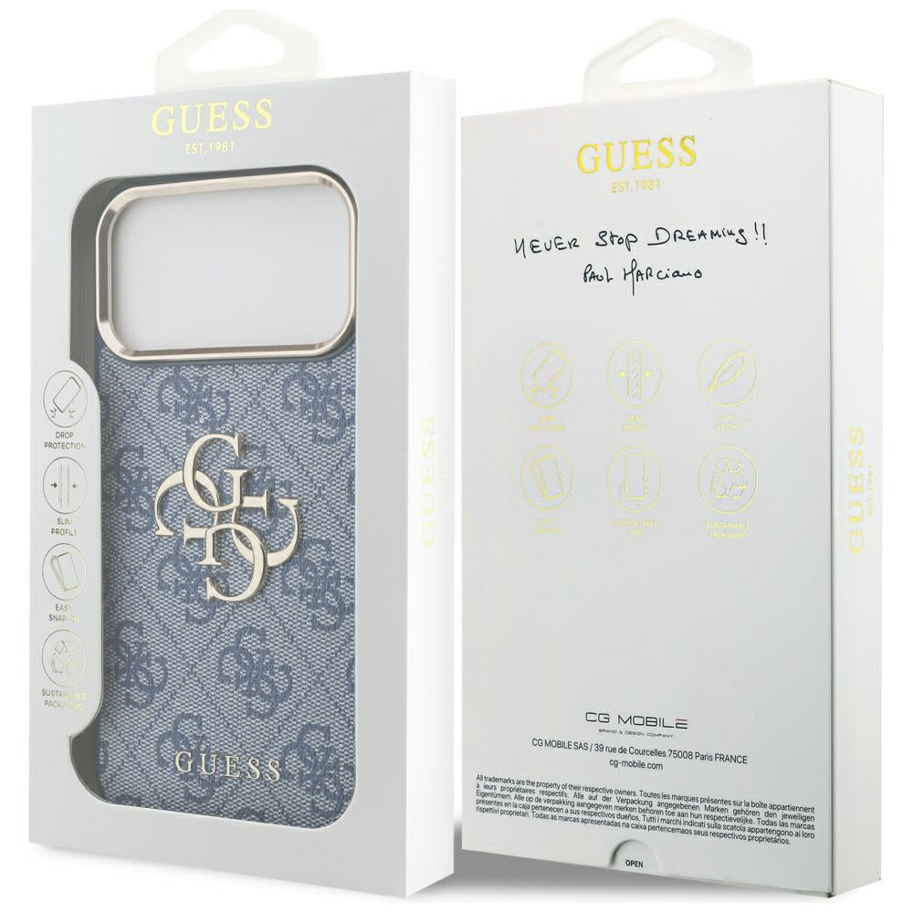 Futrola za Apple iPhone 17 Pro, Guess, Big 4G Logo Classic, Plavo Zlatna