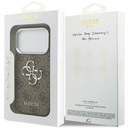 Futrola za Apple iPhone 17 Pro, Guess, Big 4G Logo Classic, Braon Srebrna