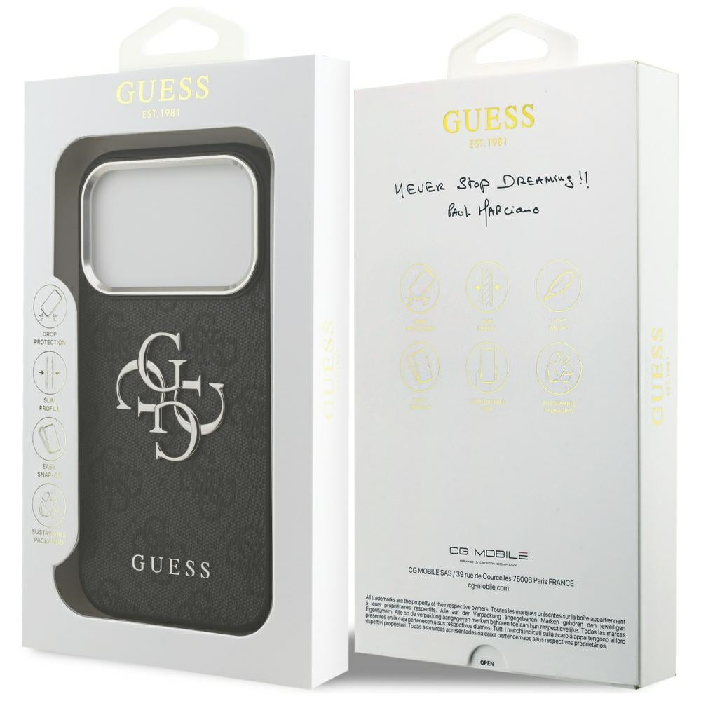 Futrola za Apple iPhone 17 Pro, Guess, Big 4G Logo Classic, Crno Srebrna