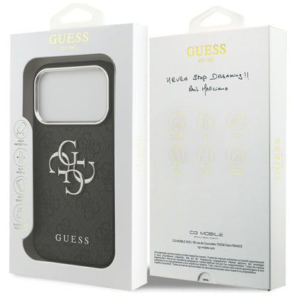 Futrola za Apple iPhone 17 Pro, Guess, Big 4G Logo Classic, Crno Srebrna