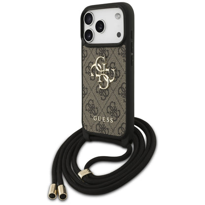 Futrola za Apple iPhone 17 Pro, Guess, Crossbody Cord 4G Big Log, Braon