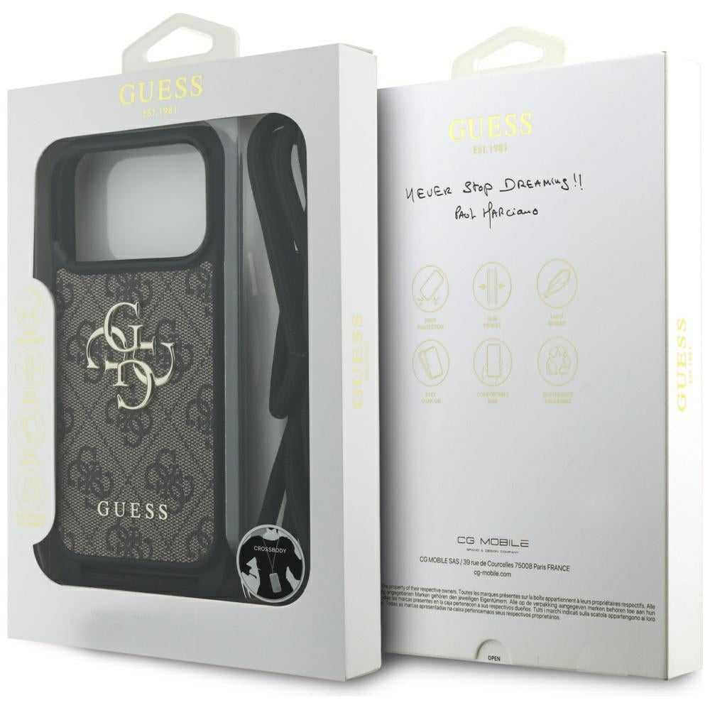 Futrola za Apple iPhone 17 Pro, Guess, Crossbody Cord 4G Big Log, Braon