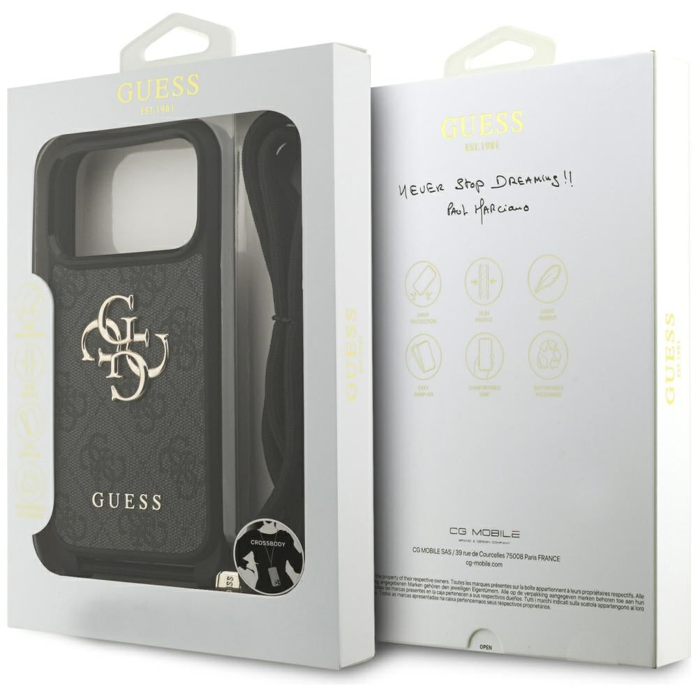 Futrola za Apple iPhone 17 Pro, Guess, Crossbody Cord 4G Big Log, Crna