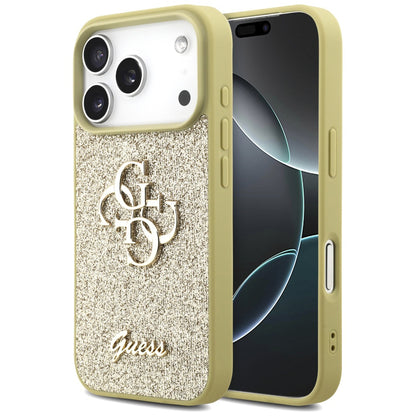 Futrola za Apple iPhone 17 Pro, Guess, Fixed Glitter Big 4G, Zlatna