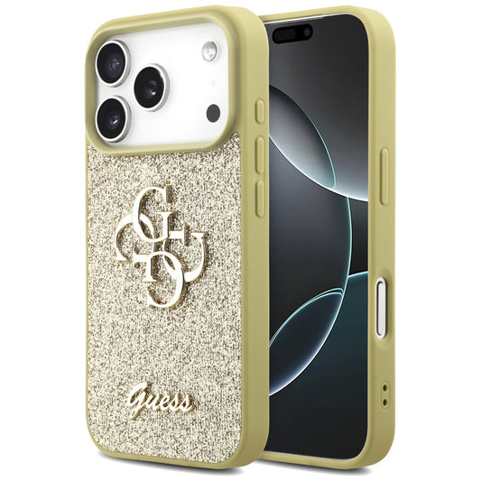 Futrola za Apple iPhone 17 Pro, Guess, Fixed Glitter Big 4G, Zlatna