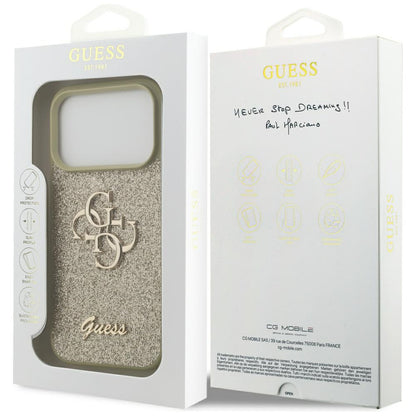 Futrola za Apple iPhone 17 Pro, Guess, Fixed Glitter Big 4G, Zlatna