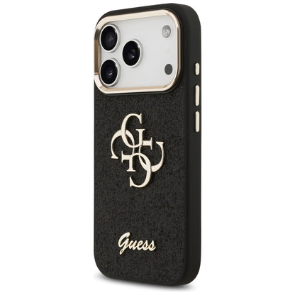 Futrola za Apple iPhone 17 Pro, Guess, Fixed Glitter Big 4G Metal Frame, Crna