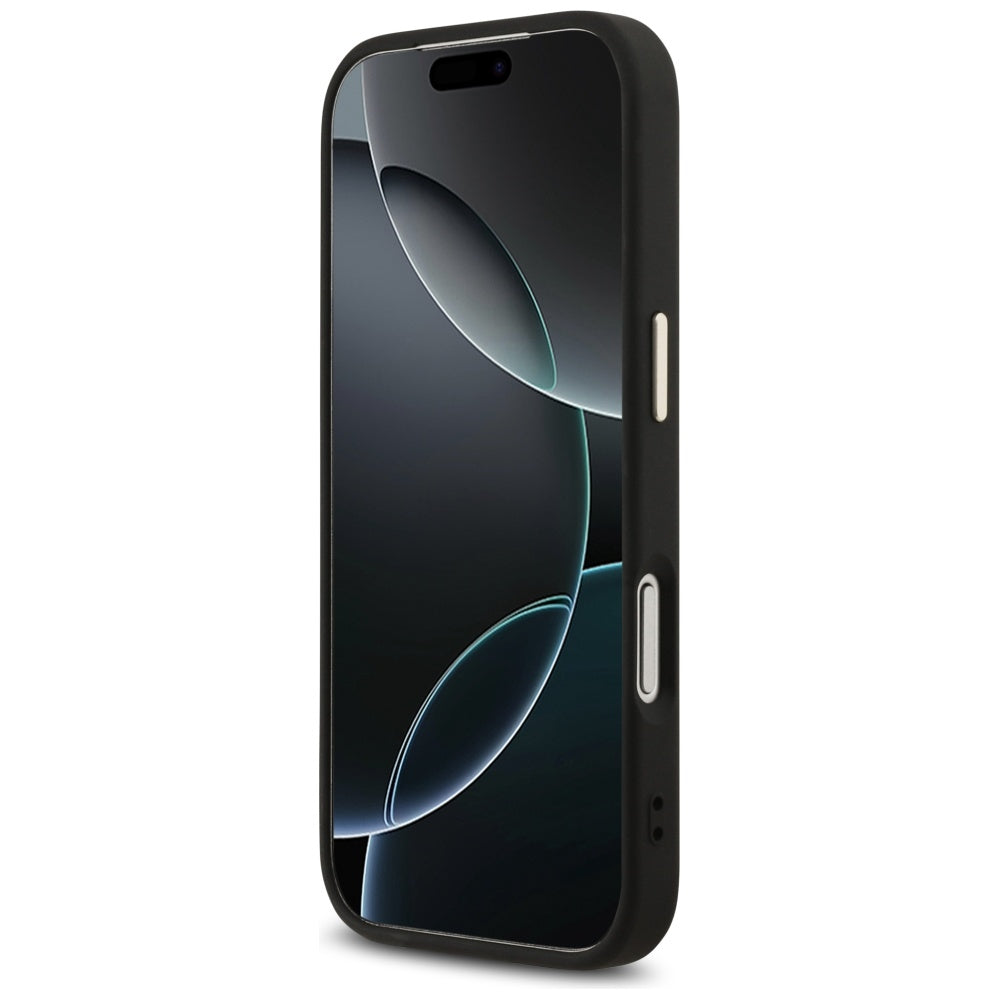 Futrola za Apple iPhone 17 Pro, Guess, Fixed Glitter Big 4G Metal Frame, Crna
