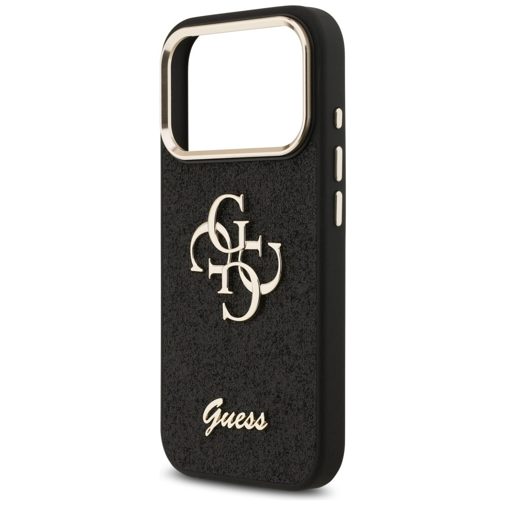 Futrola za Apple iPhone 17 Pro, Guess, Fixed Glitter Big 4G Metal Frame, Crna