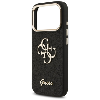 Futrola za Apple iPhone 17 Pro, Guess, Fixed Glitter Big 4G Metal Frame, Crna