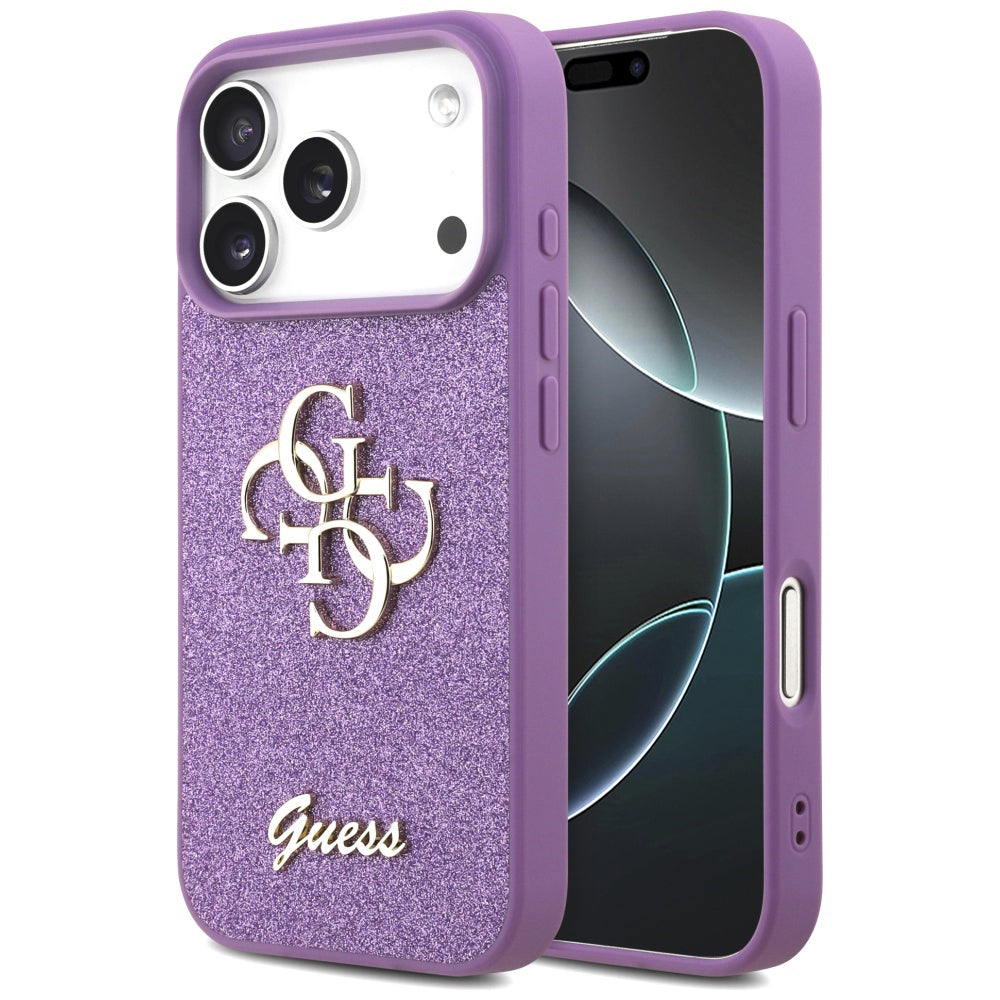 Futrola za Apple iPhone 17 Pro, Guess, Fixed Glitter Big 4G, Ljubičasta