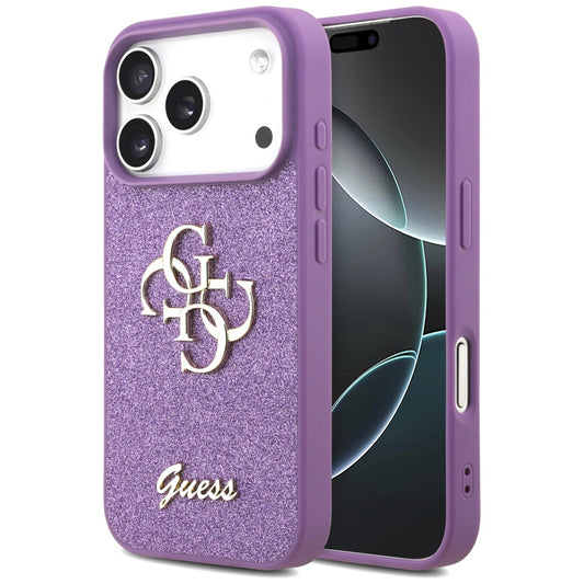 Futrola za Apple iPhone 17 Pro, Guess, Fixed Glitter Big 4G, Ljubičasta