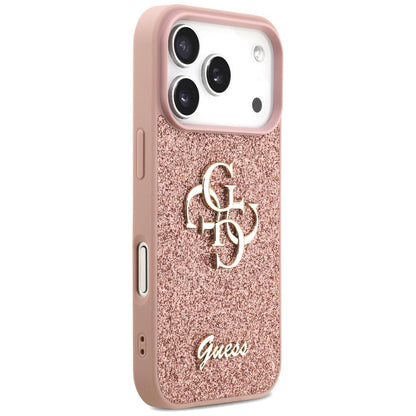Futrola za Apple iPhone 17 Pro, Guess, Fixed Glitter Big 4G, Roze
