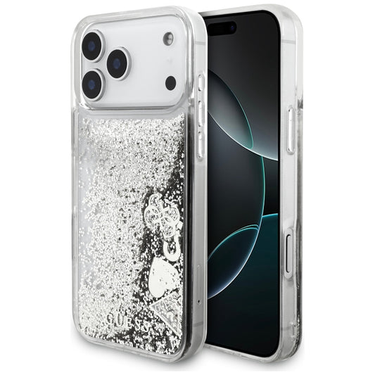 Futrola za Apple iPhone 17 Pro, Guess, Liquid Glitter Charms, Srebrna
