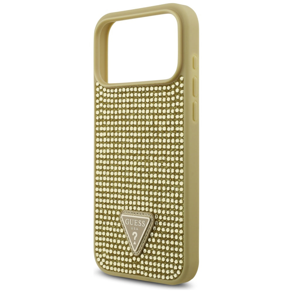 Futrola za Apple iPhone 17 Pro, Guess, Rhinestone Triangle Logo, Zlatna