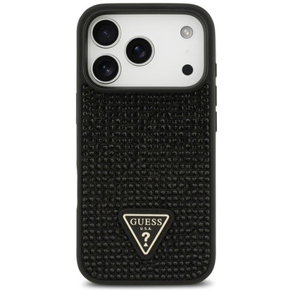 Futrola za Apple iPhone 17 Pro, Guess, Rhinestone Triangle Logo, Crna