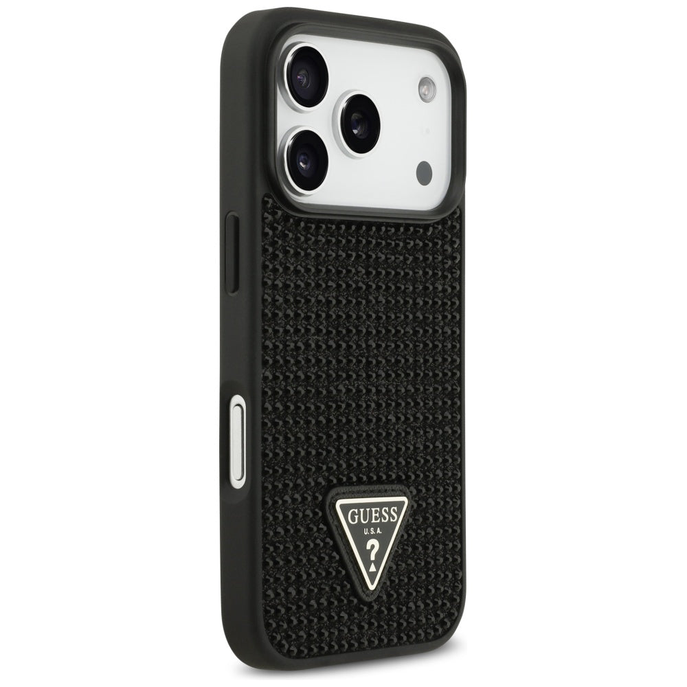 Futrola za Apple iPhone 17 Pro, Guess, Rhinestone Triangle Logo, Crna