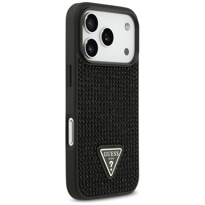Futrola za Apple iPhone 17 Pro, Guess, Rhinestone Triangle Logo, Crna