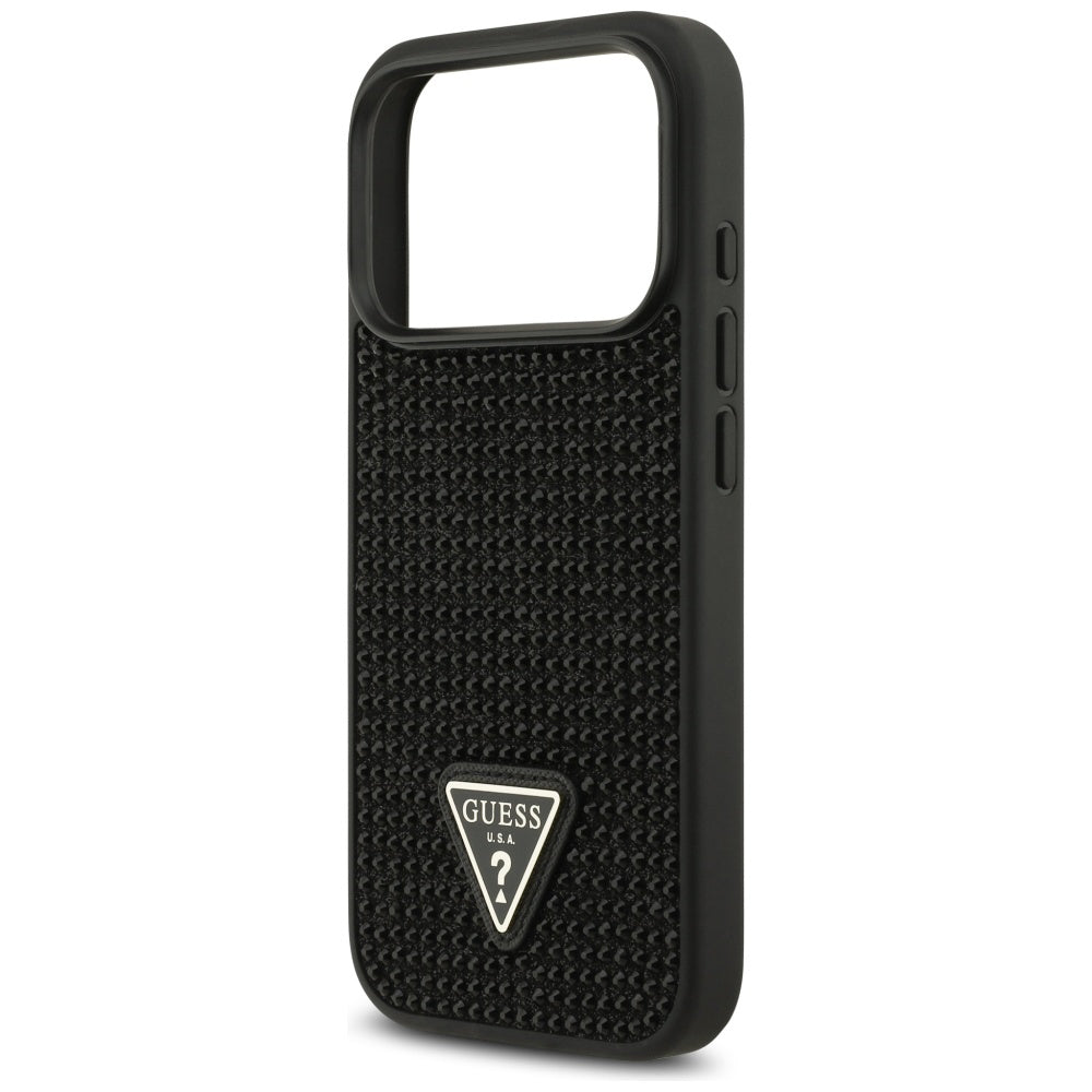 Futrola za Apple iPhone 17 Pro, Guess, Rhinestone Triangle Logo, Crna