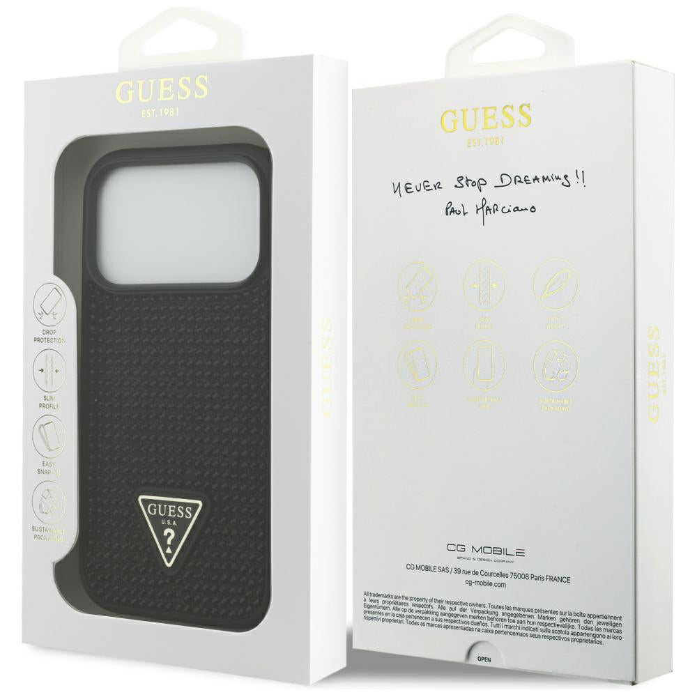 Futrola za Apple iPhone 17 Pro, Guess, Rhinestone Triangle Logo, Crna