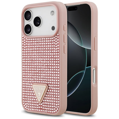 Futrola za Apple iPhone 17 Pro, Guess, Rhinestone Triangle Logo, Roze