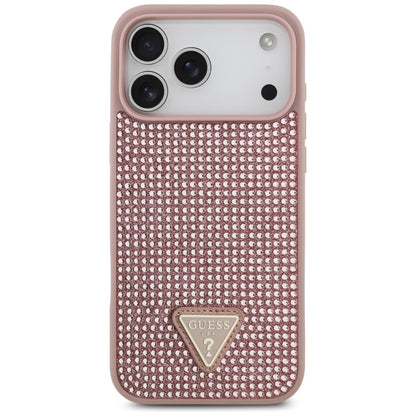 Futrola za Apple iPhone 17 Pro, Guess, Rhinestone Triangle Logo, Roze