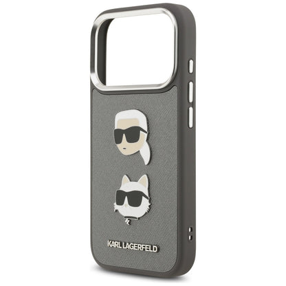 Futrola za Apple iPhone 17 Pro, Karl Lagerfeld, Grained Karl & Choupette's Heads Pins and Logo, Siva