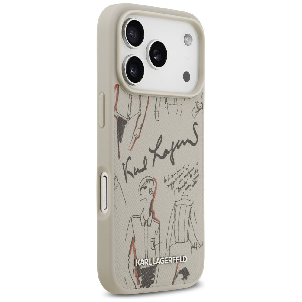 Futrola za Apple iPhone 17 Pro, Karl Lagerfeld, Grained Pattern Logo, Siva