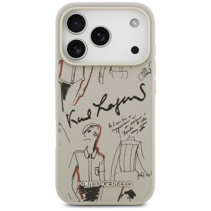 Futrola za Apple iPhone 17 Pro, Karl Lagerfeld, Grained Pattern Logo, Siva