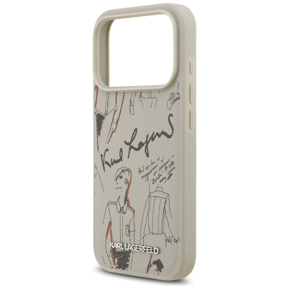Futrola za Apple iPhone 17 Pro, Karl Lagerfeld, Grained Pattern Logo, Siva