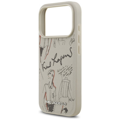 Futrola za Apple iPhone 17 Pro, Karl Lagerfeld, Grained Pattern Logo, Siva