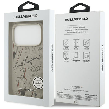 Futrola za Apple iPhone 17 Pro, Karl Lagerfeld, Grained Pattern Logo, Siva