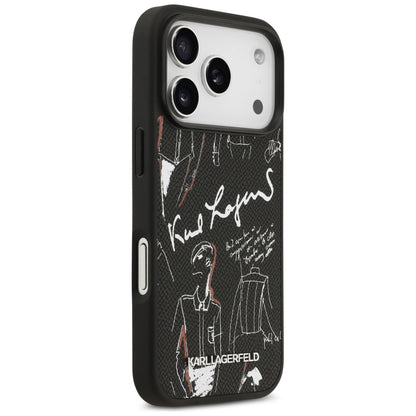 Futrola za Apple iPhone 17 Pro, Karl Lagerfeld, Grained Pattern Logo, Crna