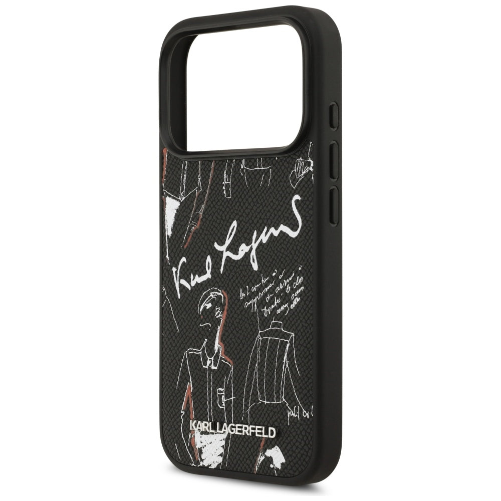 Futrola za Apple iPhone 17 Pro, Karl Lagerfeld, Grained Pattern Logo, Crna