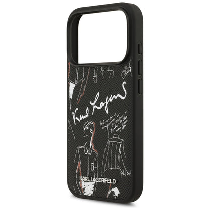 Futrola za Apple iPhone 17 Pro, Karl Lagerfeld, Grained Pattern Logo, Crna