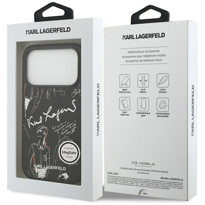 Futrola za Apple iPhone 17 Pro, Karl Lagerfeld, Grained Pattern Logo, Crna