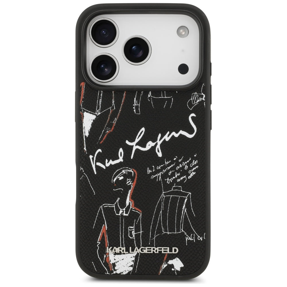 Futrola za Apple iPhone 17 Pro, Karl Lagerfeld, Grained Pattern Logo, Crna
