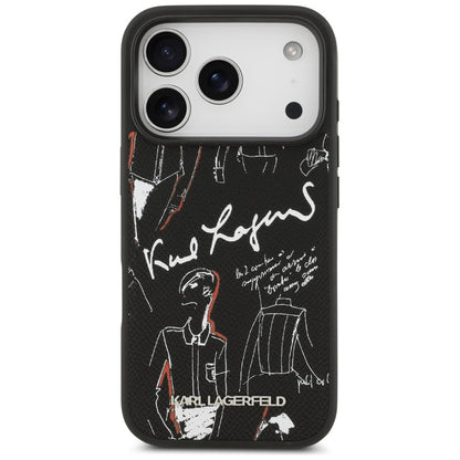 Futrola za Apple iPhone 17 Pro, Karl Lagerfeld, Grained Pattern Logo, Crna