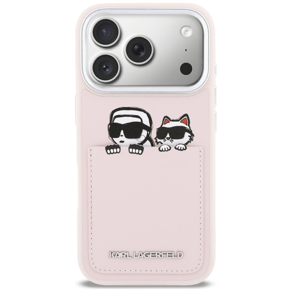 Futrola za Apple iPhone 17 Pro, Karl Lagerfeld, Karl & Choupette Print with Pocket, Roze