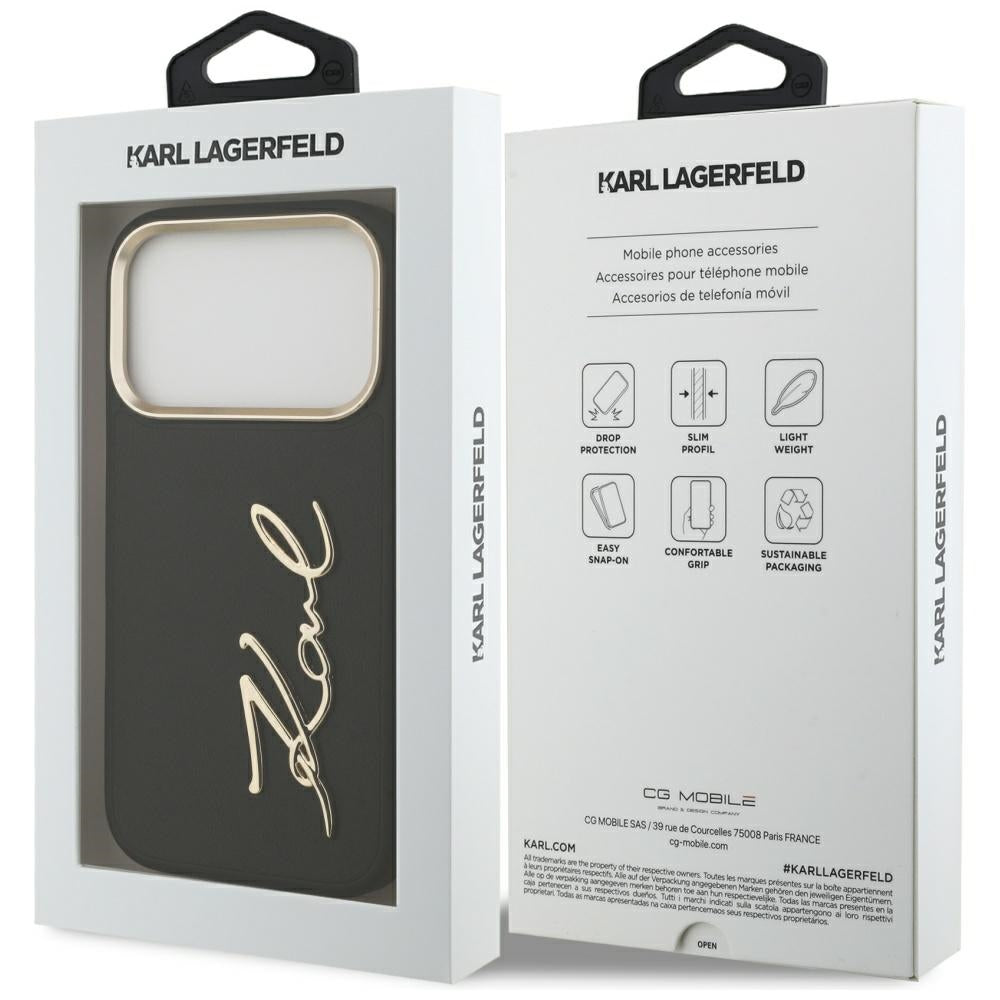 Futrola za Apple iPhone 17 Pro, Karl Lagerfeld, Script Logo, Crna