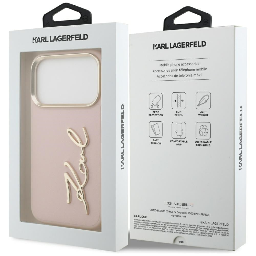 Futrola za Apple iPhone 17 Pro, Karl Lagerfeld, Script Logo, Roze