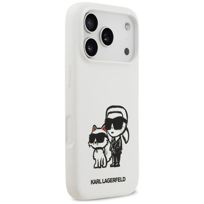 Futrola za Apple iPhone 17 Pro, Karl Lagerfeld, Sketch and Logo Karl & Choupette, Bela