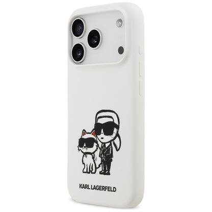 Futrola za Apple iPhone 17 Pro, Karl Lagerfeld, Sketch and Logo Karl & Choupette, Bela